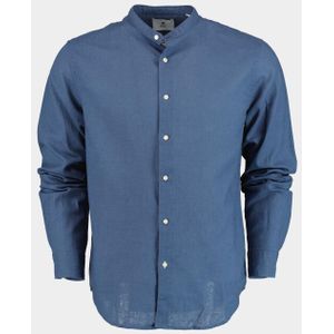 Bos Bright Blue Casual hemd lange mouw linnen shirt lm 42540006b/235 ultramarine
