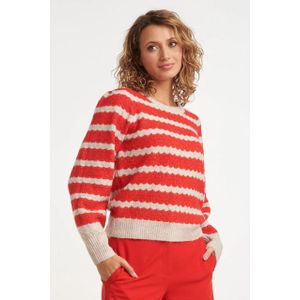 Smashed Lemon - Rood en Zand - Gebreide Trui - Gestreept