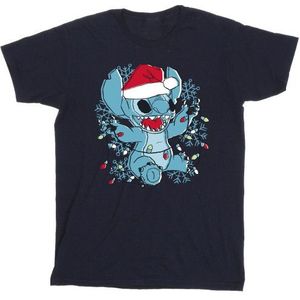 Li-cense Disney heren lilo and stitch kerstlichtjes schets t-shirt