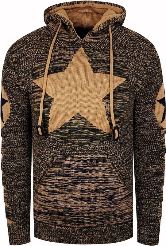 Rusty Neal - Grof Gebreide Hoodie - Heren - Casual Pasvorm