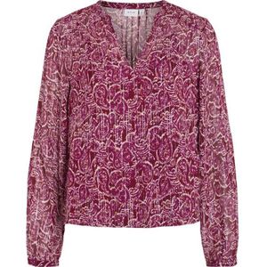 Vila - Viganza - Top - Rood - V-hals - Lange Mouwen