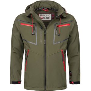 Arctic Seven - Heren Softshell Jas - Olijf - Waterafstotend - Afneembare Capuchon