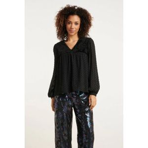 Smashed Lemon - 24806 - Chiffon Top - Zwart - Elegante Kralen
