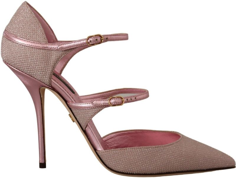 Dolce & Gabbana - Roze Glitterende Sandalen - Dames - Leer - Pumps