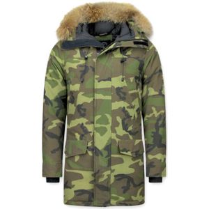 Y Chrom - Lange Parka Jas - Camouflage - Met Bontkraag - Heren