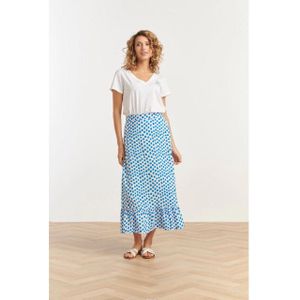 Smashed Lemon - 25085 - Maxi Rok - Wit - Cobalt Blauwe Polkadots