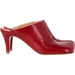 Bottega Veneta Ronde Teen Mule Hakken in Rode Leer