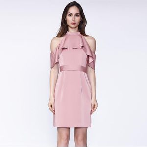 Gemonteerde Jurk - Cocktailjurk - Met Grote Ruches - Blote Schouders