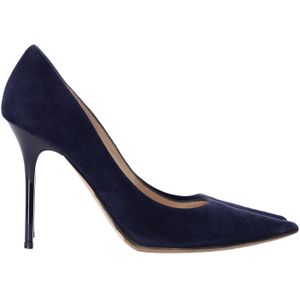 Jimmy Choo Abel Puntige Haklaarzen in Marineblauw Suède