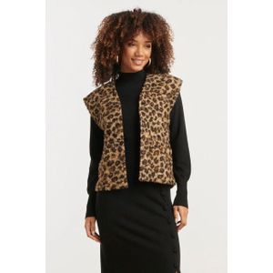 Smashed Lemon - Bouclé Gilet - Camel en Zwart - Dierenprint