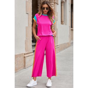 Kleurblok Wijde Pantalon Set