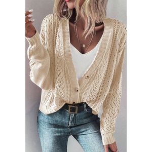 Gebreide Cardigan V-hals Open Voorkant