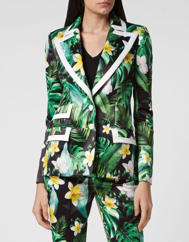 Philipp Plein - Duchesse Blazer Hawaii - Satijnen Blazer - Groen