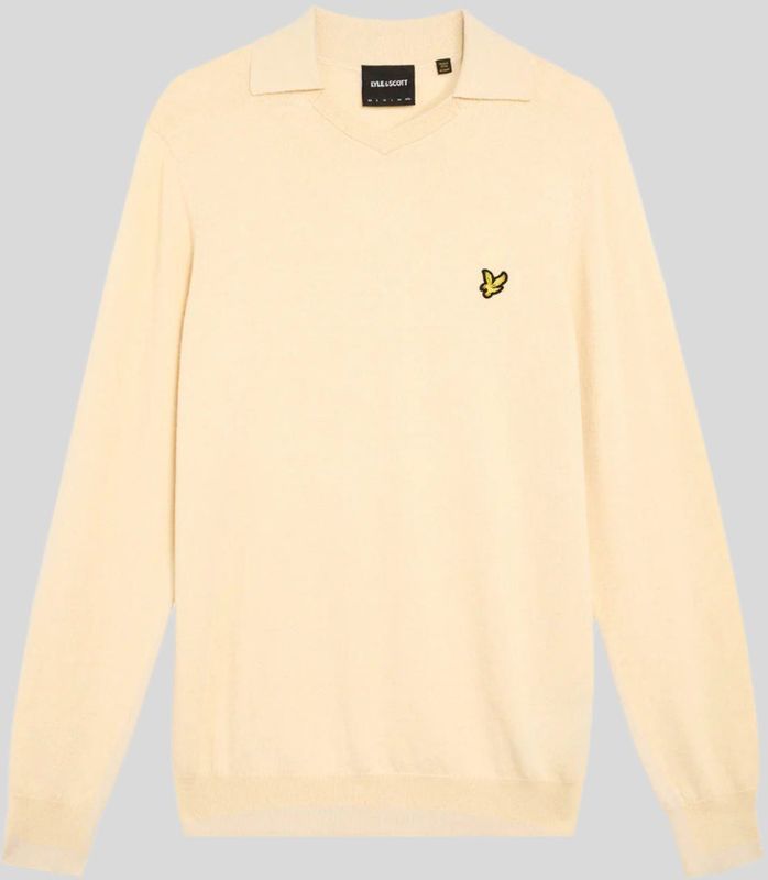 Lyle & Scott - Katoenen Merino Voetbaltrui - Beigebruin