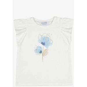 Mayoral - T-shirt - Wit - Meisje - Met Blauwe Bloemenprint