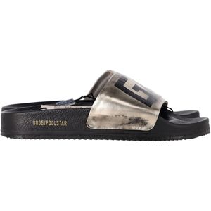 Golden Goose Poolstar Slippers in Zilveren Leer