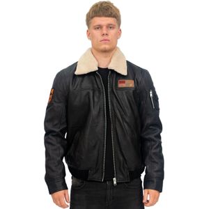 Heren - Leren Bomberjack - Zwart - Arizona
