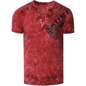 Rusty Neal - T-shirt - Normale Pasvorm - Katoen - V-hals - Logo-print aan de Zijkant