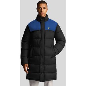 Lyle & Scott lange gewatteerde zwarte pufferjas