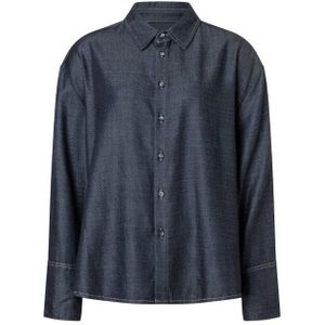 MAC - Lange Mouw Blouse - Blauw - Katoen