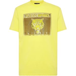 Plein Sport - T-shirt Round Neck SS Statement - Geel - Heren - Katoen