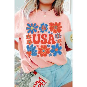 USA Bloemenprint T-shirt