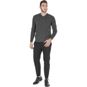 Crown Of Edinburgh Cashmere Heren Trui Met V-Hals Coe 0012 Donkergrijs