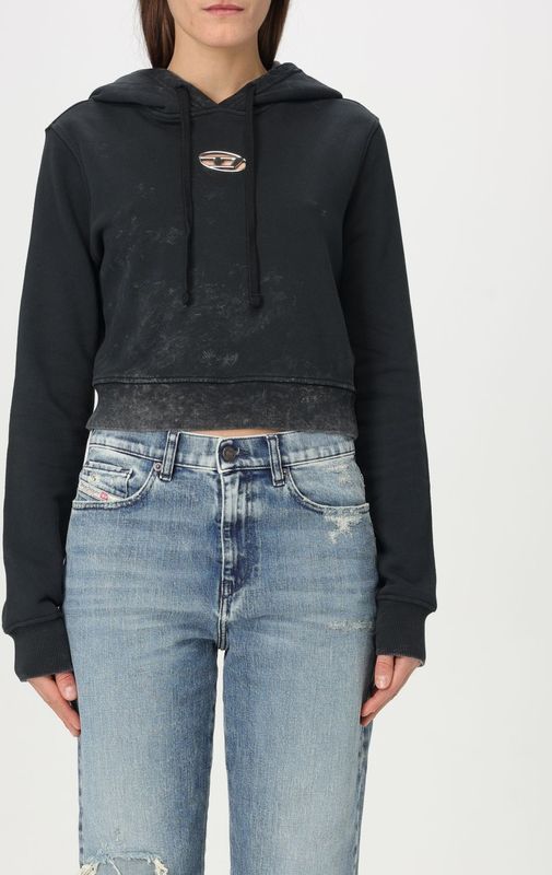 Diesel - F-Slimmy-Hood-P5 - Cropped Hoodie - Zwart - Katoen