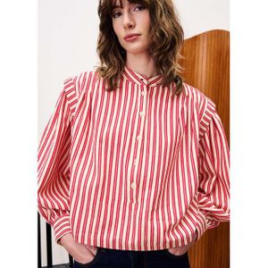 FRNCH - Choupette Blouse - Rood met Wit - Streepdesign - Lange Ballonmouwen