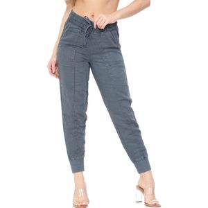 Marks & Spencer - Dames Linnen Gebreide Broek - Luchtmacht Blauw - Tapered