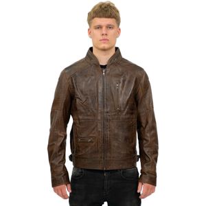 Heren - Biker Leren Jas - Zwart - Sydney