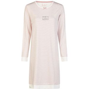 By Louise Dames nachthemd interlock lange mouw roze/wit gestreept