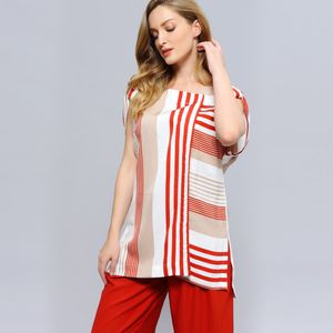 Long Stripe Print Game Top