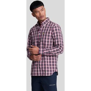 Lyle And Scott - Gewassen Ruit Poplin Overhemd - Marineblauw