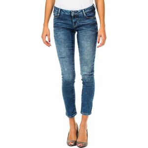 Lange jeansbroek met smal gesneden zomen 10DB50282 vrouw