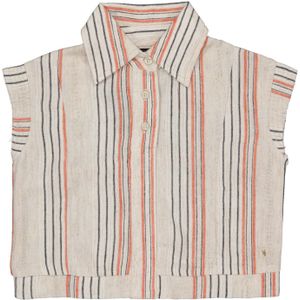 Quapi Meisjes mouwloze blouse miep aop taupe stripe