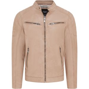 Beige - Derry - Leren Bikerjack - Heren
