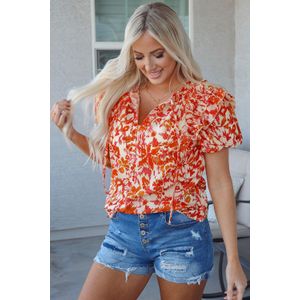 Bloemenprint Blouse Korte Mouwen