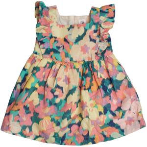 Gebloemde jurk van linnen en katoen 602044 voor babymeisjes