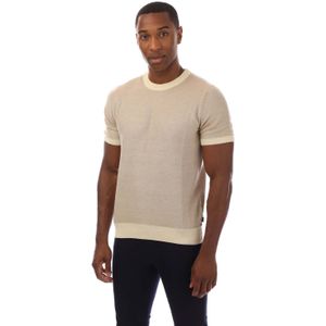 BOSS - Gebreid T-shirt - Wit - Heren