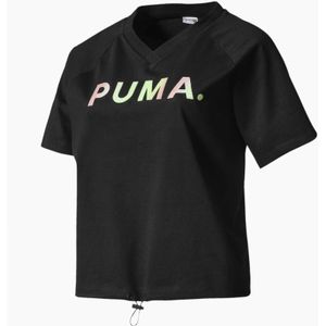 Puma - 595221 01 - T-shirt - Zwart - V Hals Grafisch Merk