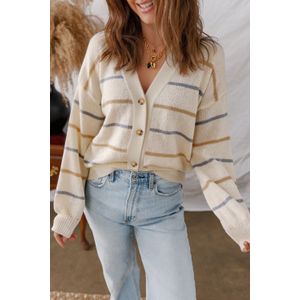 Gestreepte Gebreide Knopencardigan