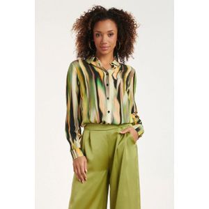 Smashed Lemon - 24640 - Blouse - Abstracte Print - Groen Zwart Oranje