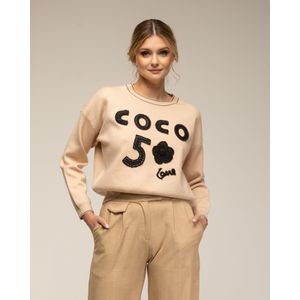 Jumper - COCO 5 - Gebreide Trui - Met Lange Mouwen - Ribboord aan Kraag en Manchetten