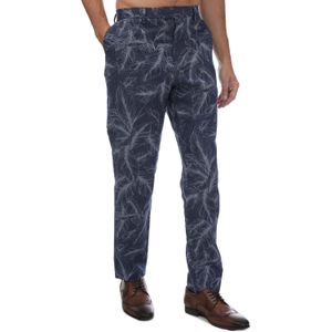 Ted Baker - Postot - Herenbroek - Navy - Katoen Linnen Bedrukt