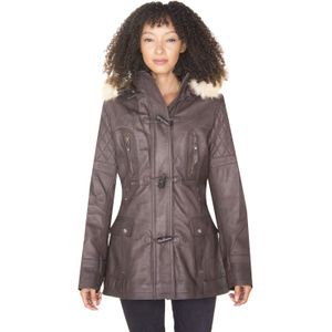 Dames - Gewatteerd Leren Parkajack - Brussel