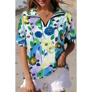 Bloempatroon Kraagblouse