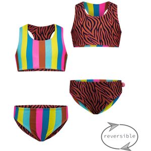 Just Beach Meisjes reversibel bikini sportief caramel zebra