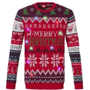 Apollo - Foute Kersttrui - Rood - Heren - Met Led Lampjes