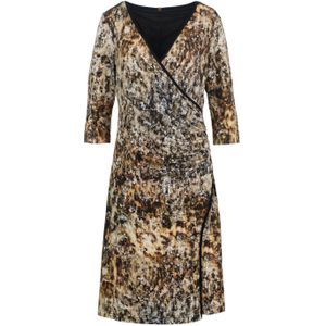 Jerseyjurk - Bruin - Faux Wrap Dress